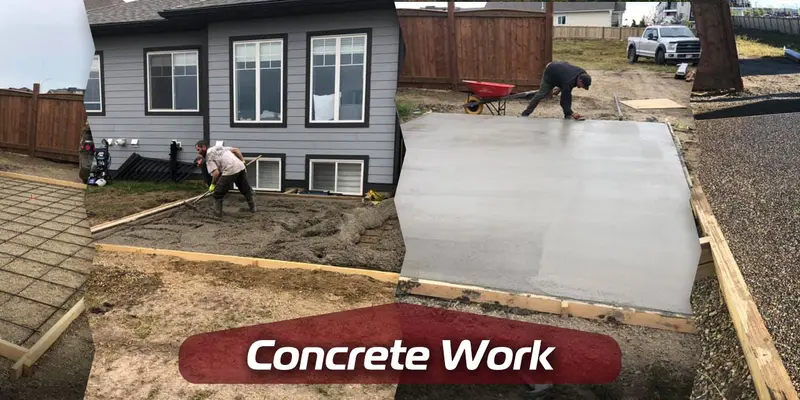 Exposed aggregate concrete patio