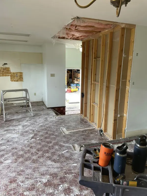 Original kitchen before renovation, wide view
